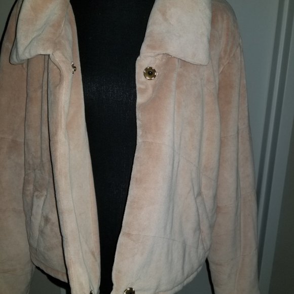 Final Price🌼Blush Pink Quilted Velvet Jacket - L - Picture 2 of 5